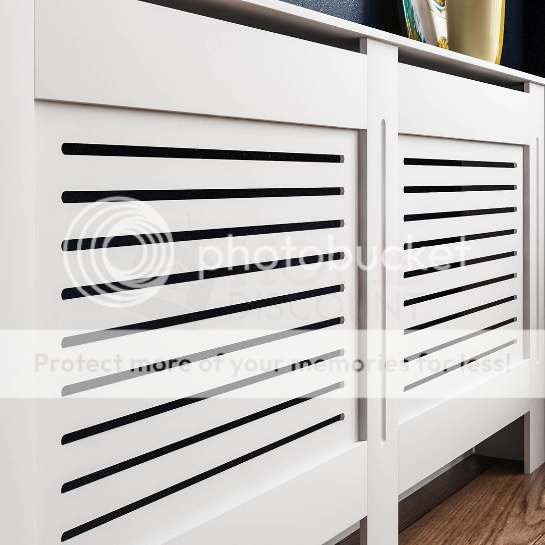 Radiator Cover Milton Modern MDF Wood Horizontal Slat Grill Heat Guard